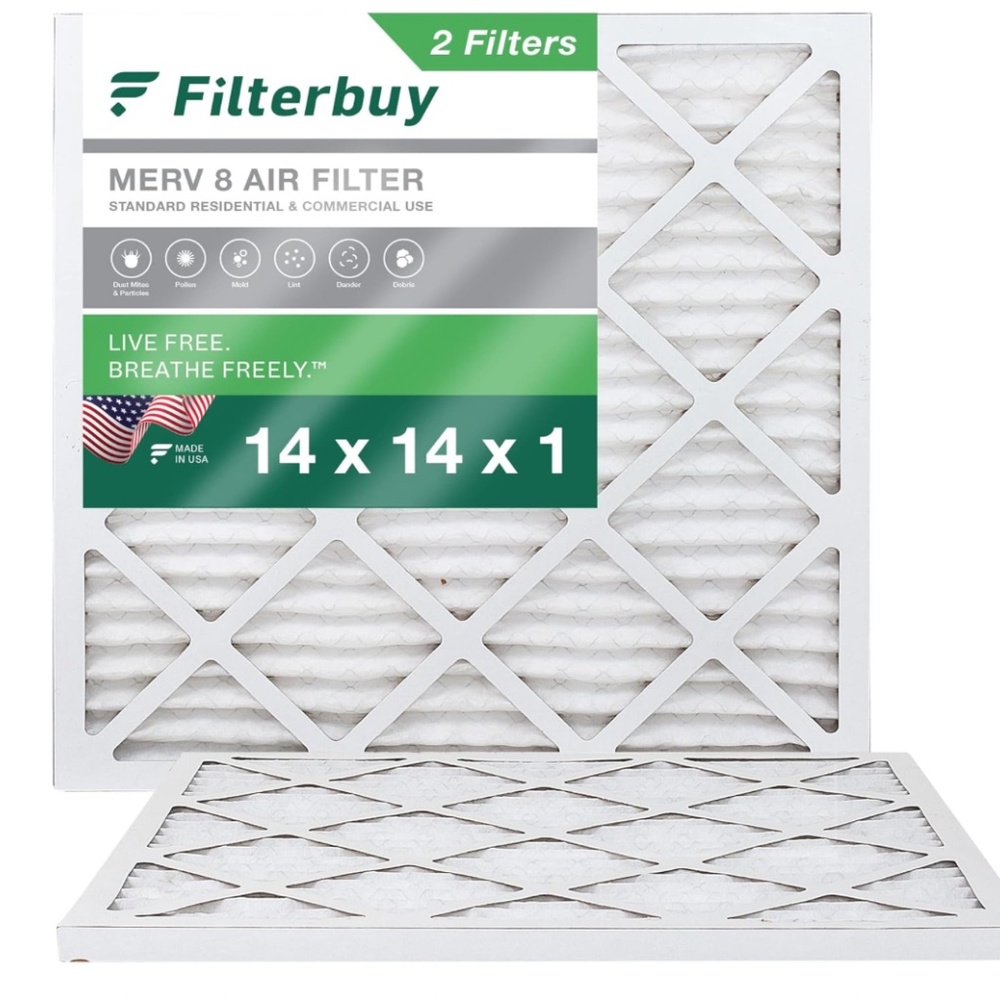 Filterbuy 14 x 14 x 1  Air Filter 2 Pack Merv 8 Pleated HVAC AC NIP